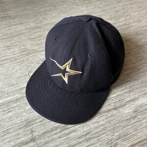 Vintage New Era 5950 Black/Gold Houston Astros Fitted Wool Baseball Cap Size 7.5